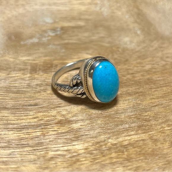 EFFY Sterling Silver & 18K Yellow Gold Blue Turquoise Ring - Picture 4 of 16
